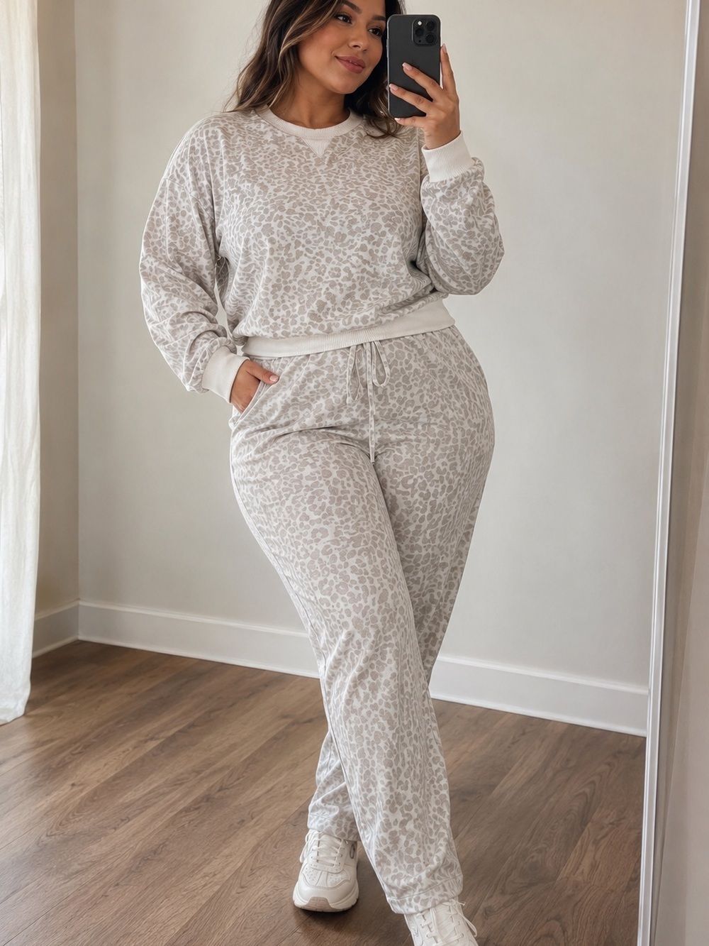 LOFT Beige & Cream Leopard Print Lounge Set - Women